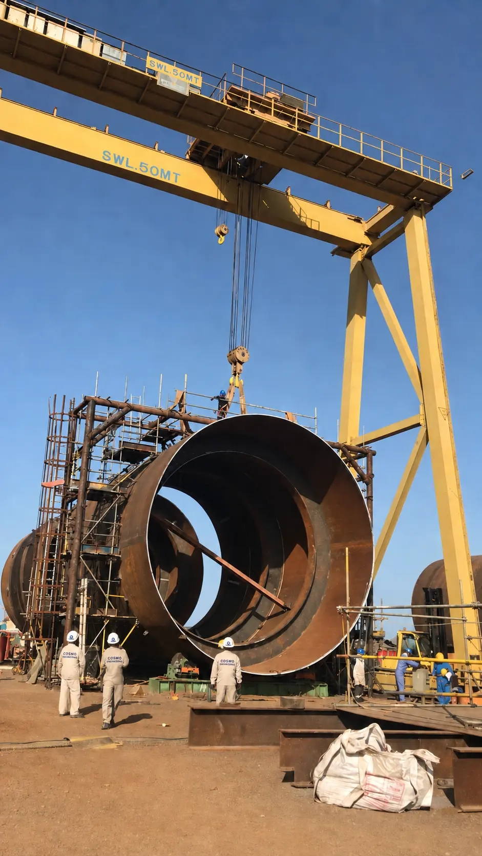 Eight-metre-diameter LPG storage bullet shell fabricated in Sohar, Oman
