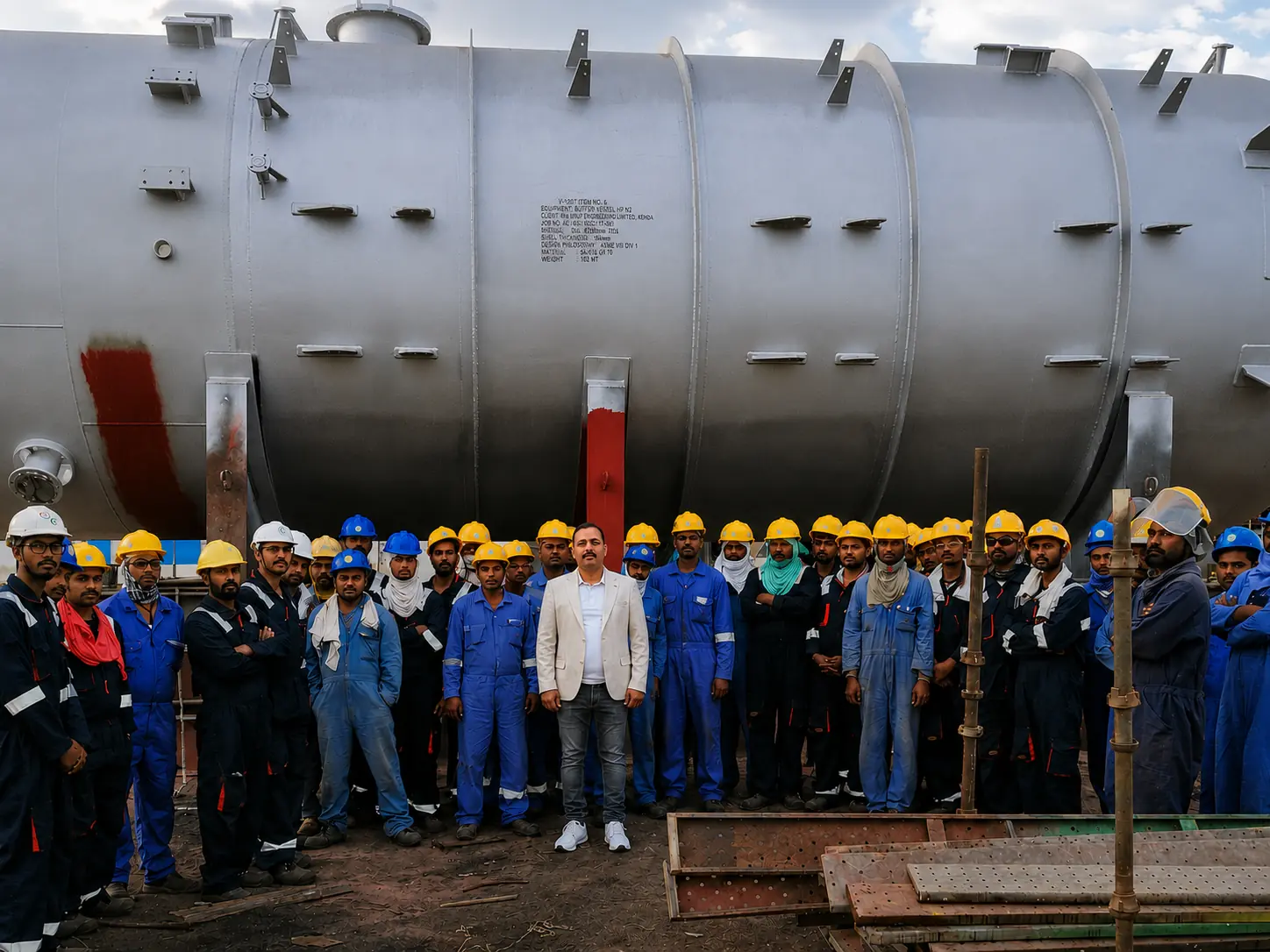 Cosmo Engineering project team supporting heavy fabrication in Sohar, Oman